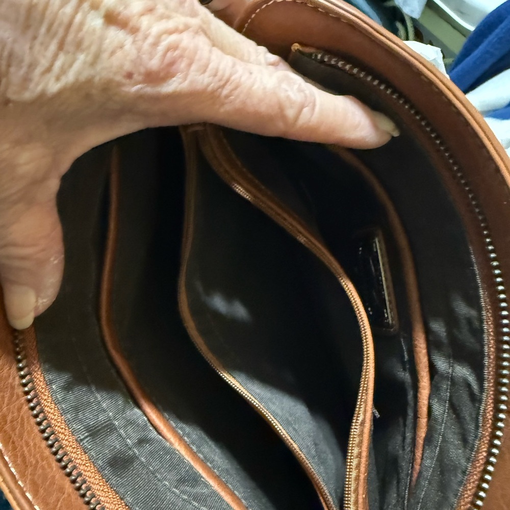 Western Style Brown and White Shoulder Bag with Fringe - Picture 3 of 3